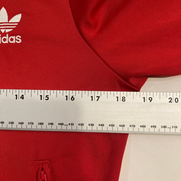 NWT ADIDAS Track Jacket UK 8/US 4 Red Firebird White 3-Stripe Logo Zip Cotton - Picture 9 of 11